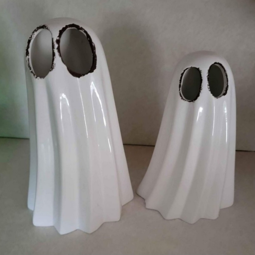 White Ghost Ceramic Figure Set